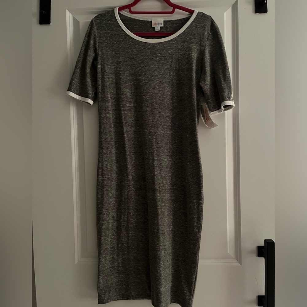Lularoe Julia Dress Gray with White Trim